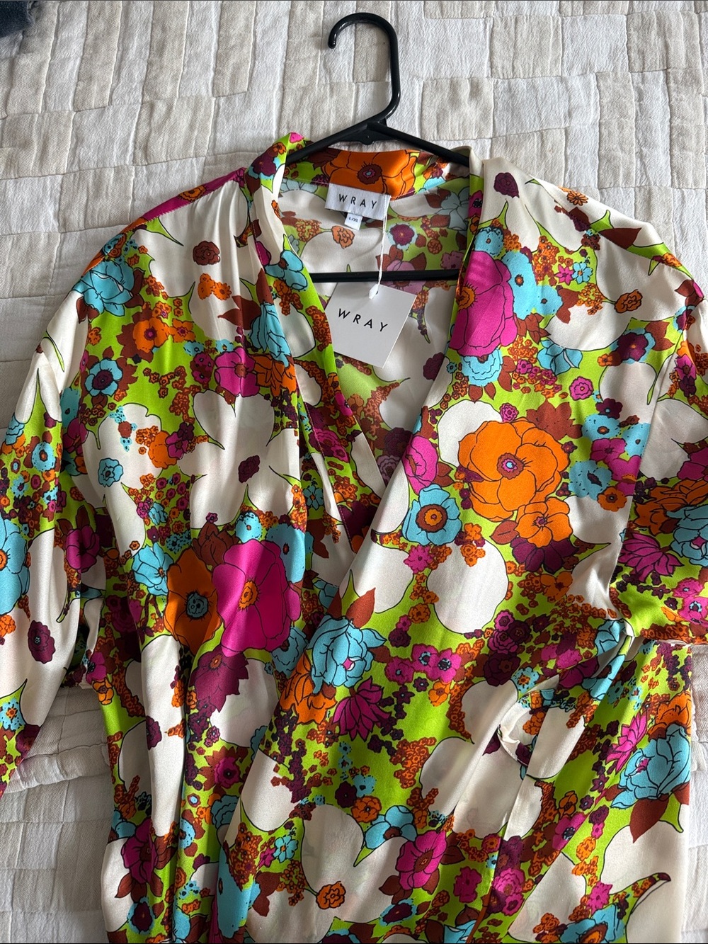WRAY Floral Silk Belted Robe - Multi - Picture 3 of 7